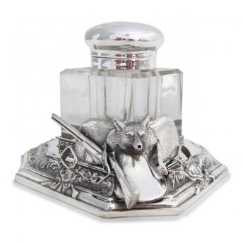Antique Silver Hunting Ink Well